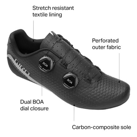 Men\'s Black Cycling Shoes with Dual BOA Dials New! Giro Imperial Road Cycling Shoes Size 48 EU 13.5 US  main image 4
