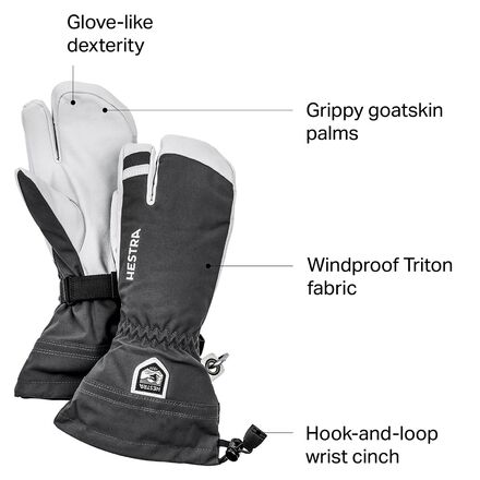 ヘストラHestra Heli Ski 3-Finger サイズ8 Army Leather Heli Ski 3-finger - Grey | Hestra Gloves