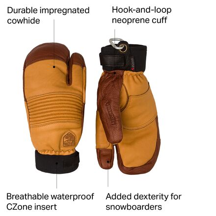 hestra gloves freeride czone 3 finger gloves