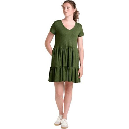 Toad&Co Marley Tiered Short-Sleeve Dress - Women's Epidote, M