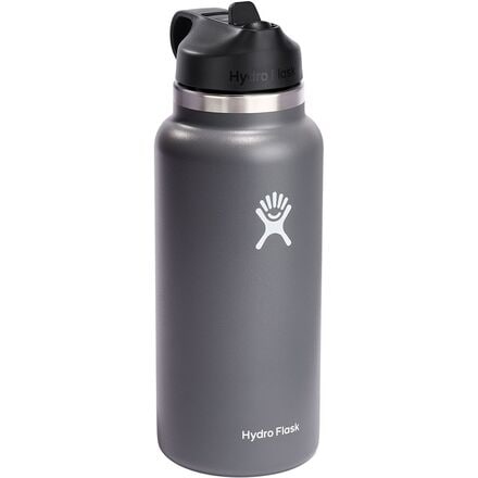 Hydro Flask Wide Mouth Stainless Steel Water Bottle 32 oz Straw Lid White  READ