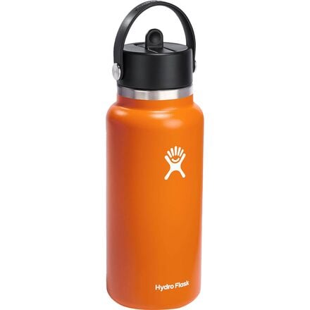 Hydro Flask Wide Mouth Insulated Bottle with Straw Lid, Flamingo, 32 oz Capacity