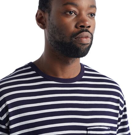 トップス icebreaker Pocket crewe stripe XL Icebreaker Granary Stripe Short-Sleeve Pocket T-Shirt - Men's