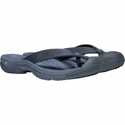 Men's Waimea Black/Black Leather Flip-Flop, KEEN