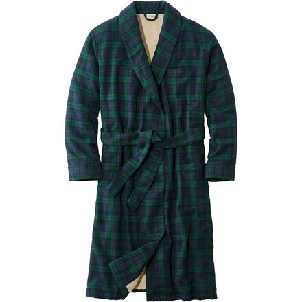 ll bean dressing gown L.L.Bean Scotch Plaid Flannel Sherpa Lined Robe fantasy robes for men One Piece Top V Jul26Restocks Removable tie belt and Color:Sage Floral Breeze