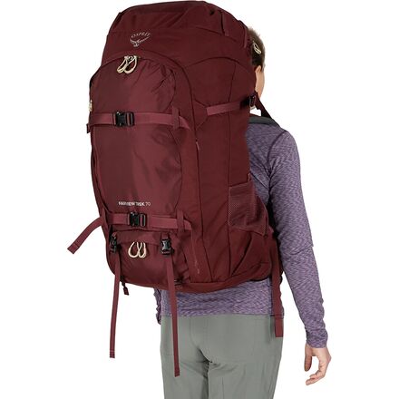 osprey 70l fairview trek backpack 70 Women's-Night Jungle Blue shaped zipper opening for easy access to contents Osprey Fairview Trek 70L Backpack
