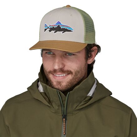 Patagonia Fitz Roy Trout Trucker Hat (White w/ Classic Tan)