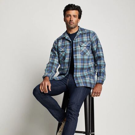 希少 90's Pendleton BoardShirt BluePlaid M Vintage 90s PENDLETON Blue Plaid Short Sleeve Button Down