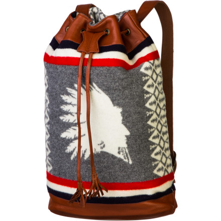 Pendleton Wool Backpack Red Orange Leather Shop Tumalo Explorer Backpack in Bags | Pendleton main image 2