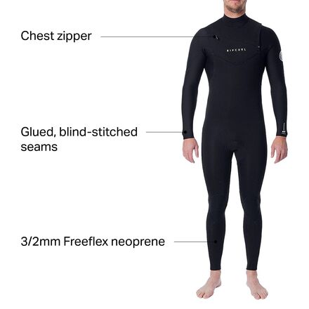 Rip Curl Dawn Patrol 3/2 Chest-Zip Wetsuit - Men's - Clothing