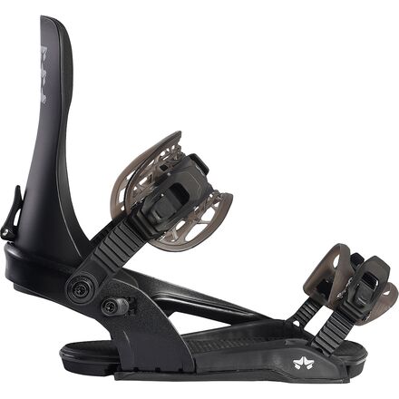 rome crux snowboard bindings 2023 the highback is slightly stiffer for maximum pressure towards the nose and tail Rome Crux 2019-2020 Snowboard Bindings
