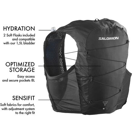 SALOMON-ACTIVE SKIN 8 W SET WHITE/EBONY - Trail running bag