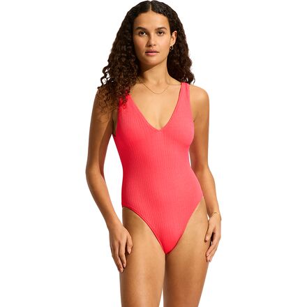 Seafolly Sea Dive Deep V-Neck Maillot One-Piece Swimsuit