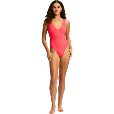 Seafolly Sea Dive Deep V-Neck Maillot One-Piece Swimsuit