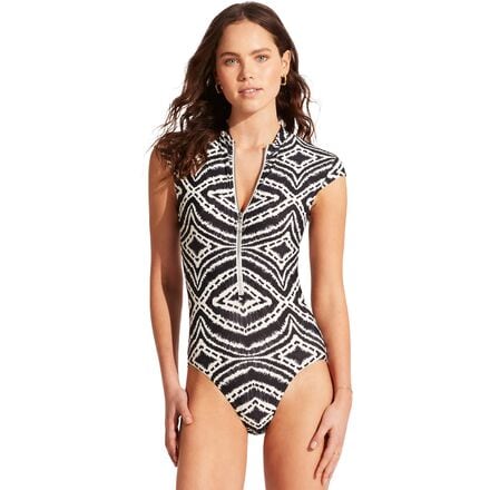 Seafolly Zanzibar Zip-Front One-Piece Swim Suit - Women's - Clothing