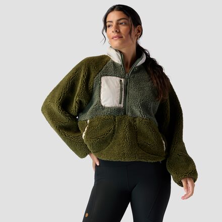 Olive sherpa pullover top