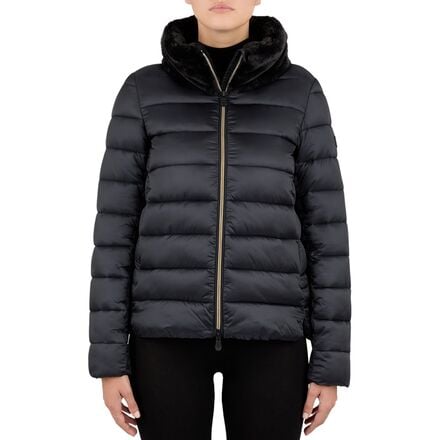Save The Duck Mei Short Puffer Jacket Faux Fur Collar Women s Clothing