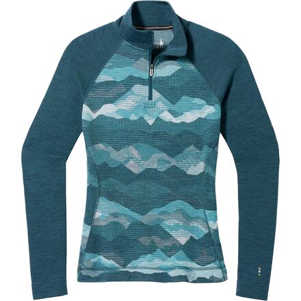 Sous-couche Smartwool Femme 4X – Mérinos 100%, 1/4 Zip Vert émeraude, Thermique, Neuve