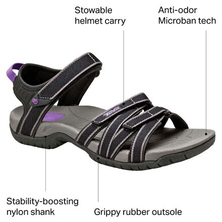 Teva Tirra Women's Hiking Sandals – Black Grey Purple Ankle Strap Sz 7 (New In Box)