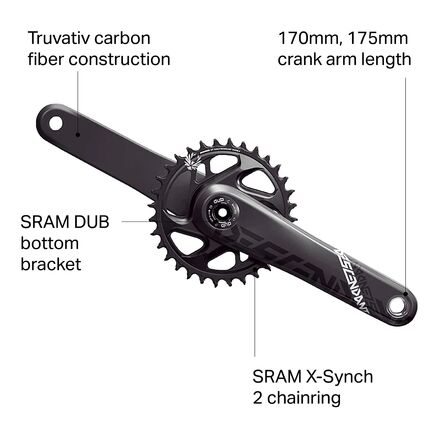 TruVativ Descendant Carbon Eagle DUB Crankset - Boost - Bike