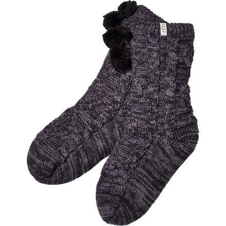 Ugg Women's Pom Pom Fleece Lined Crew Socks Nightfall