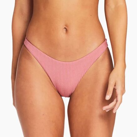 Vitamin A California High-Leg Cheeky Cut Bikini Bottom - Women's Pink Sands Shimmer Rib, XL