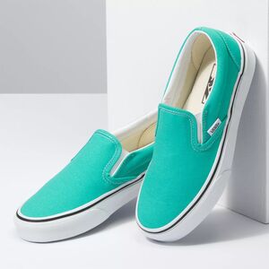 turquoise slip on vans